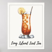 Waterverf Long Island Iced Tea Cocktail Poster (Voorkant)