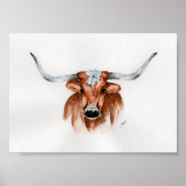 Waterverf Longhorn Poster