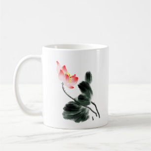 Waterverf Lotus Floral Chinoiserie Ink Wash Art Koffiemok