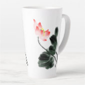 Waterverf Lotus Floral Chinoiserie Ink Wash Art Latte Mok (Rechterhoek)