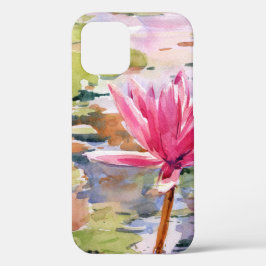 Waterverf Lotus Floral Illustration iPhone 12 Hoesje