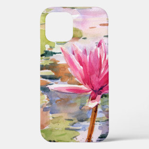 Waterverf Lotus Floral Illustration iPhone 12 Hoesje
