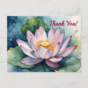 Waterverf Lotus Flower BedanktAnsichtkaart Briefkaart