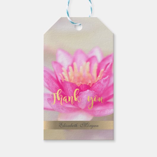 Waterverf Lotus Flower Bokeh Cadeaulabel (Voorkant)
