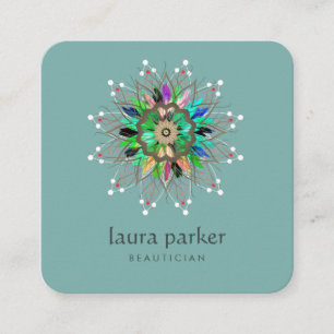 Waterverf Lotus Flower Healing Massage Yoga Vierkante Visitekaartje