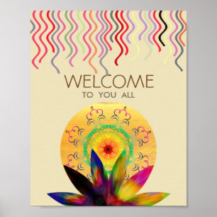 Waterverf Lotus Flower Yoga Healing Health Poster