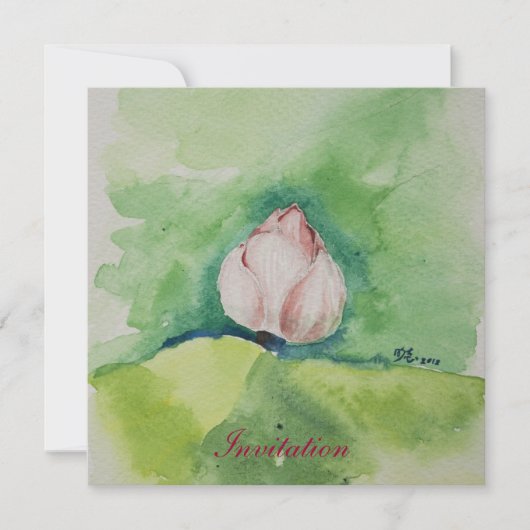 Waterverf Lotus Invitation Card Kaart (Voorkant)