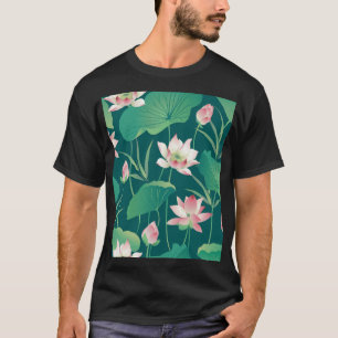 Waterverf lotus: naadloze bloemetjes. t-shirt
