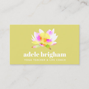 Waterverf Lotus Yoga Leraar en Life Coach Visitekaartje