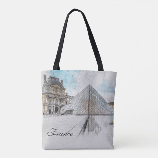 Waterverf Louvre Canvas tas – Paris Travel Art (Achterkant)