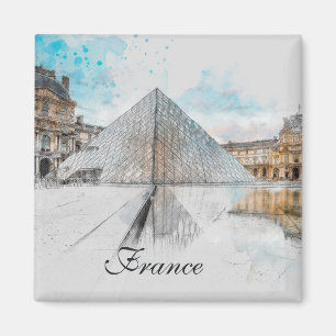 Waterverf Louvre Magnet – Parijs Frankrijk Reizen Magneet