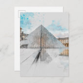 Waterverf Louvre Paris Briefkaart – Elegant Frankr (Voorkant / Achterkant)