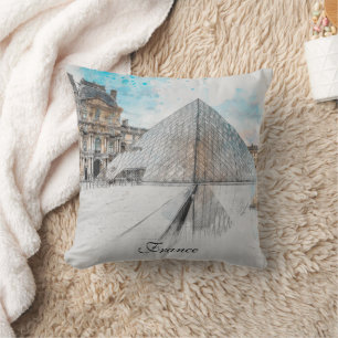 Waterverf Louvre Sierkussen – Paris Travel Art