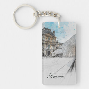 Waterverf Louvre Sleutelhanger – Paris Travel Souv