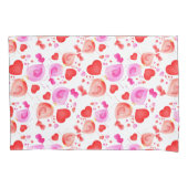 Waterverf Love Birds Roze Rood Wit kussens Kussensloop (Voorkant-Links)