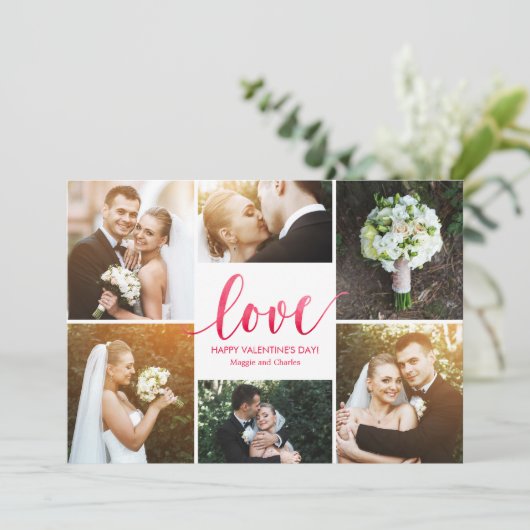 Waterverf Love Collage Valentijnsdag Kaarten (Staand voorkant)