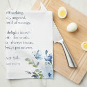 Waterverf Love is Patient Blue Kitchen Theedoek (Quarter Fold)