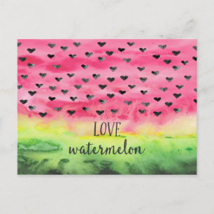 Waterverf Love Watermelon Hearts Briefkaart