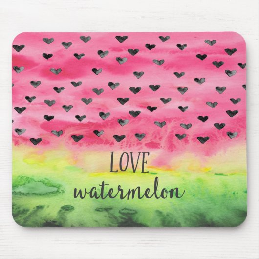Waterverf Love Watermelon Hearts Muismat (Voorkant)