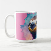 Waterverf luiaard roze koffiemok (Links)