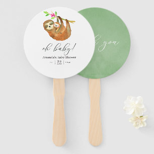 Waterverf Luiaard thema Baby Shower Handwaaier