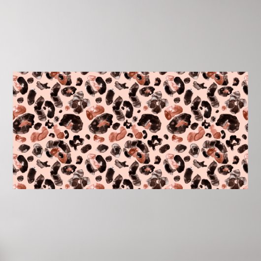 Waterverf luipaard dierprintpatroon poster (Voorkant)