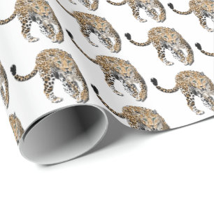waterverf luipaard jungle kat geschilderd dier gro cadeaupapier