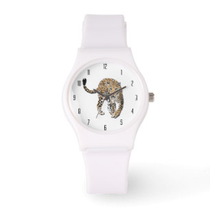 waterverf luipaard jungle kat geschilderd dier gro horloge