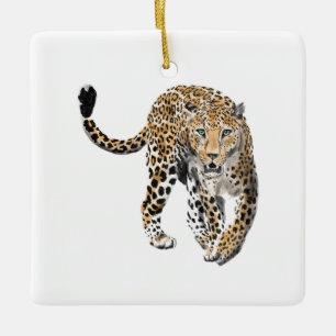 waterverf luipaard jungle kat geschilderd dier gro keramisch ornament