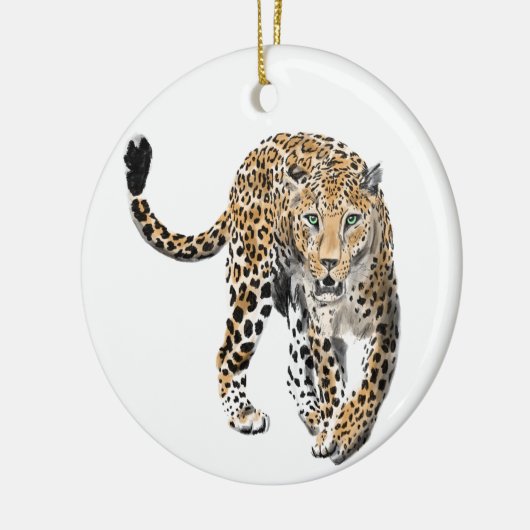 waterverf luipaard oerwoud kat geschilderd diereng keramisch ornament (Links)