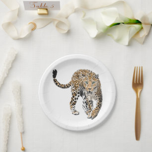 waterverf luipaard oerwoud kat geschilderd diereng papieren bordje