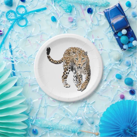 waterverf luipaard oerwoud kat geschilderd diereng papieren bordje (Feest)