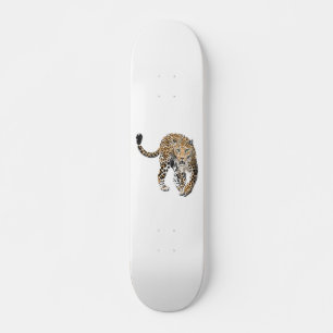 waterverf luipaard oerwoud kat geschilderd diereng skateboard