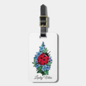 Waterverf luivogel met blauwe wilde bloemen bagagelabel (Voorkant verticaal)