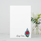 Waterverf luivogel met blauwe wilde bloemen briefpapier (Staand voorkant)