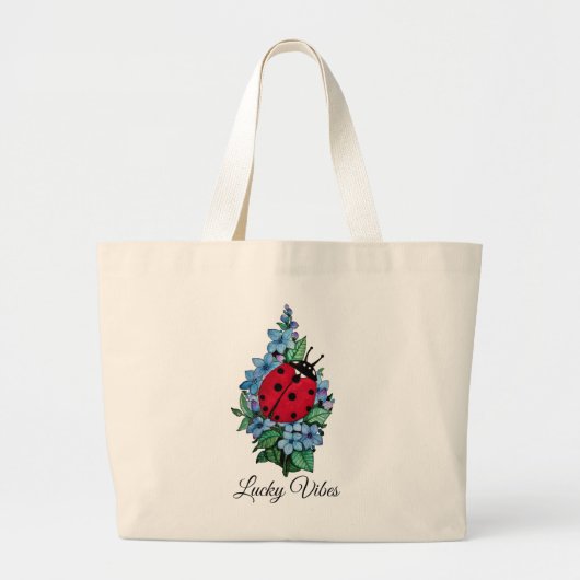 Waterverf luivogel met blauwe wilde bloemen grote tote bag (Voorkant)