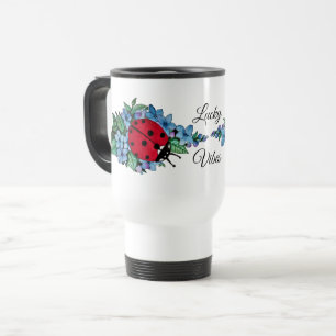 Waterverf luivogel met blauwe wilde bloemen reisbeker