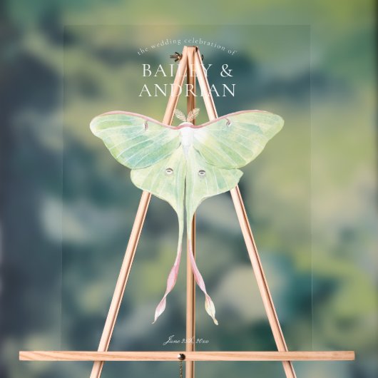 Waterverf Luna Moth Wedding Acryl Bord (Neutraal)