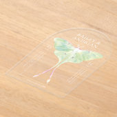 Waterverf Luna Moth Wedding Acryl Uitnodigingen (Laagn)