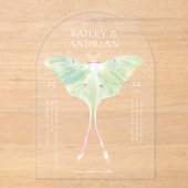Waterverf Luna Moth Wedding Acryl Uitnodigingen (Voorkant)