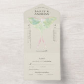 Waterverf Luna Moth Wedding All In One Uitnodiging (Binnen)
