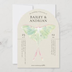 Waterverf Luna Moth Wedding Kaart