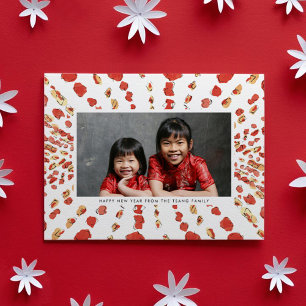 Waterverf Lunar New Year Foto Chinese Lunar Feestdagenkaart