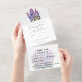 Waterverf Lupine en Berg All In One Uitnodiging (Afscheurbaar)