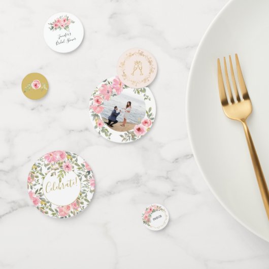 Waterverf Lush Blush Pink Floral Wedding Confetti (Groep)