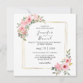Waterverf Lush Blush Pink Floral Wedding Invite (Voorkant)