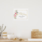 Waterverf Lush Blush Pink Floral Wedding Poster (Keuken)