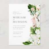 Waterverf Lush Foliage & Delicate Floral Wedding Uitnodiging Briefkaart (Voorkant)