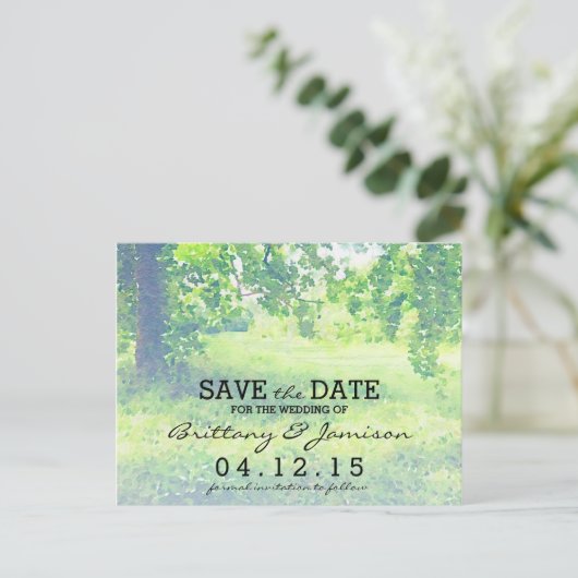 Waterverf Lush Meadow and Tree Sla de datum op Aankondigingskaart (Staand voorkant)