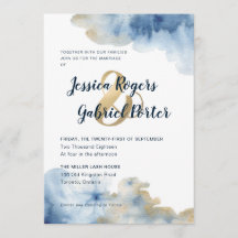 Waterverf Lux Huwelijksuitnodiging 5"x 7"